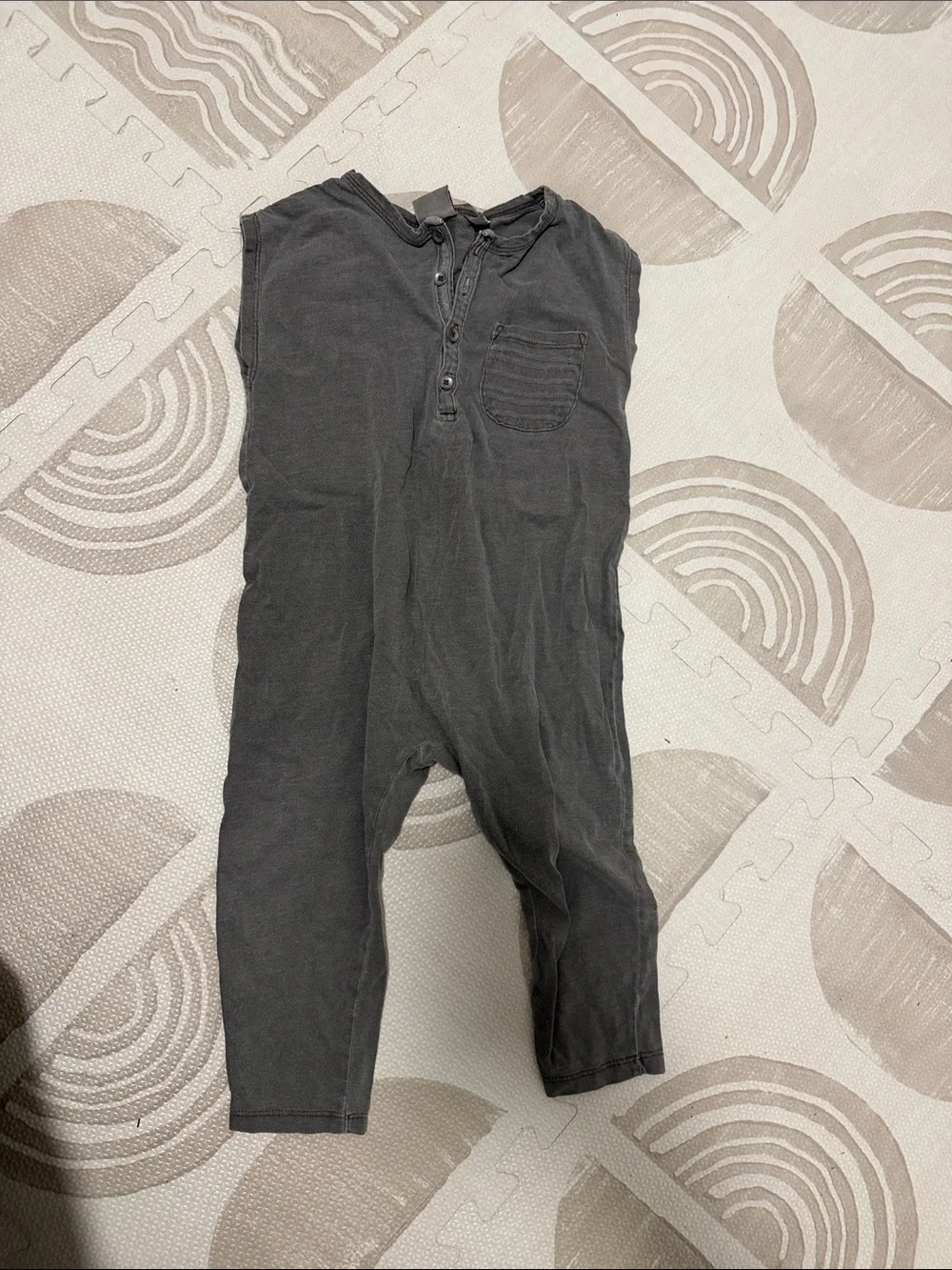 Zara Charcoal Sleeveless Henley Romper